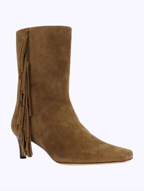 Paige Kitten Heel Aya Boots in Dark Olive Fringe Western Revolve Women's‎ Size 8